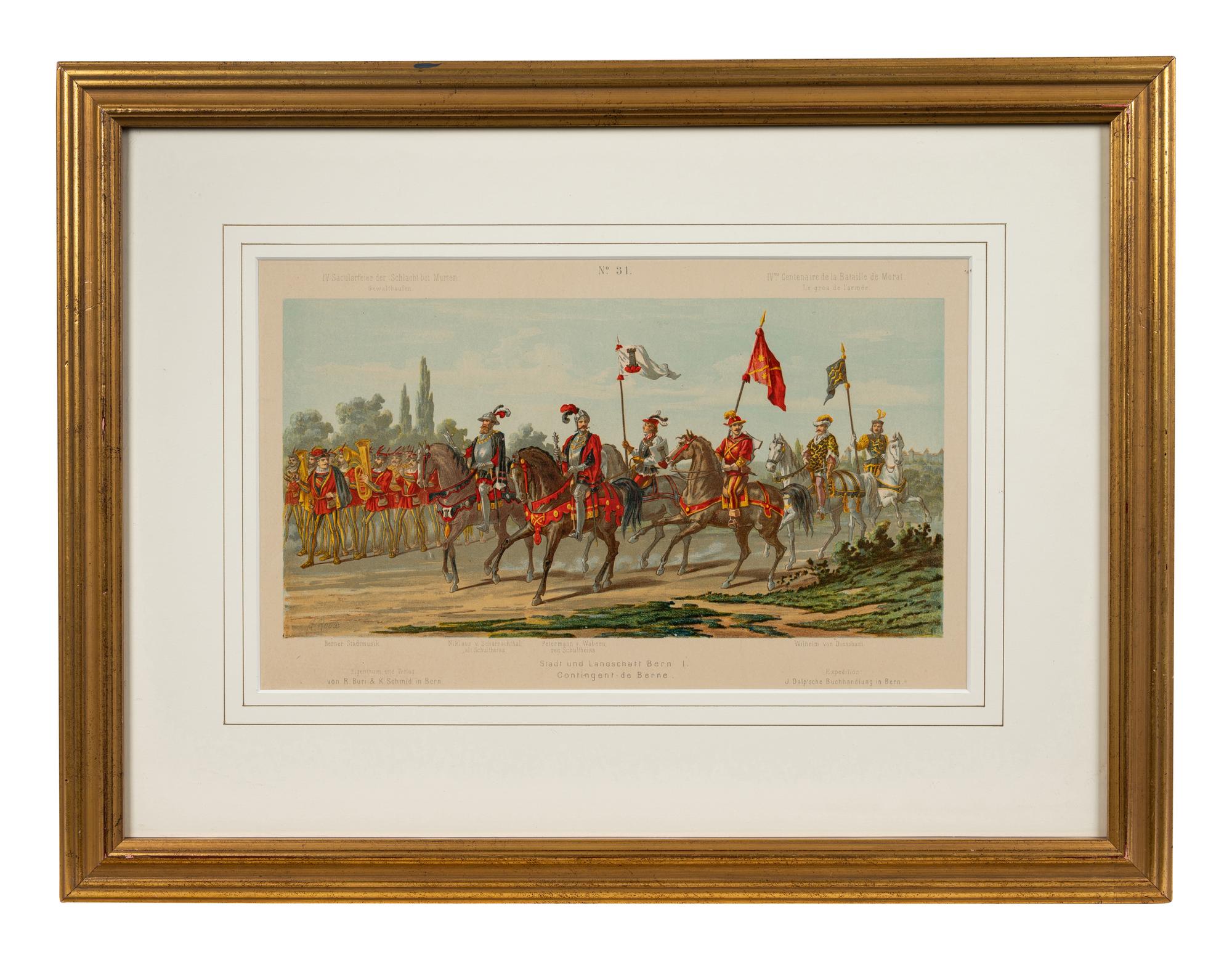 A Collection of Fifteen Engravings with Hand-Coloring of Architectural and Military Scenes