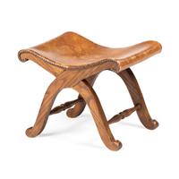 A Country Oak and Studded Leather Foot Stool