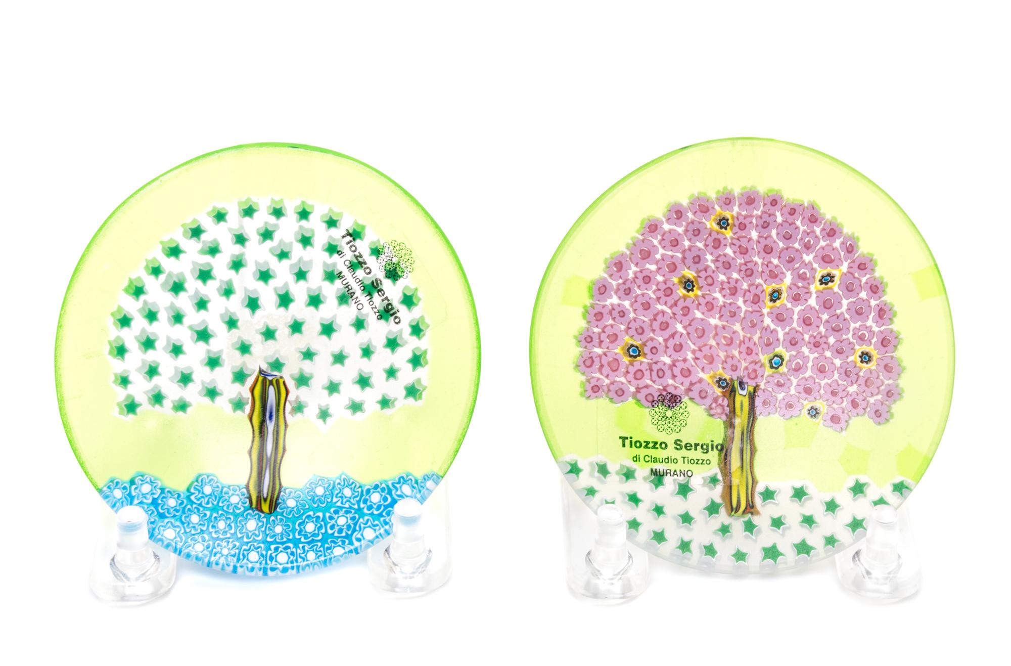 Two Murano Glass Plates Diameter 3 1/8 inches. — TIOZZO SERGIO
