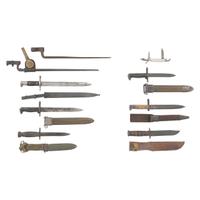 Group of 7 Knife & Socket Bayonets & 2 Knives