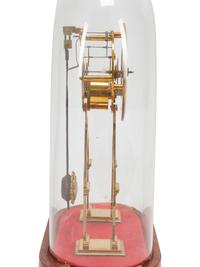 A Continental Gilt Bronze Skeleton Clock and Glass Dome