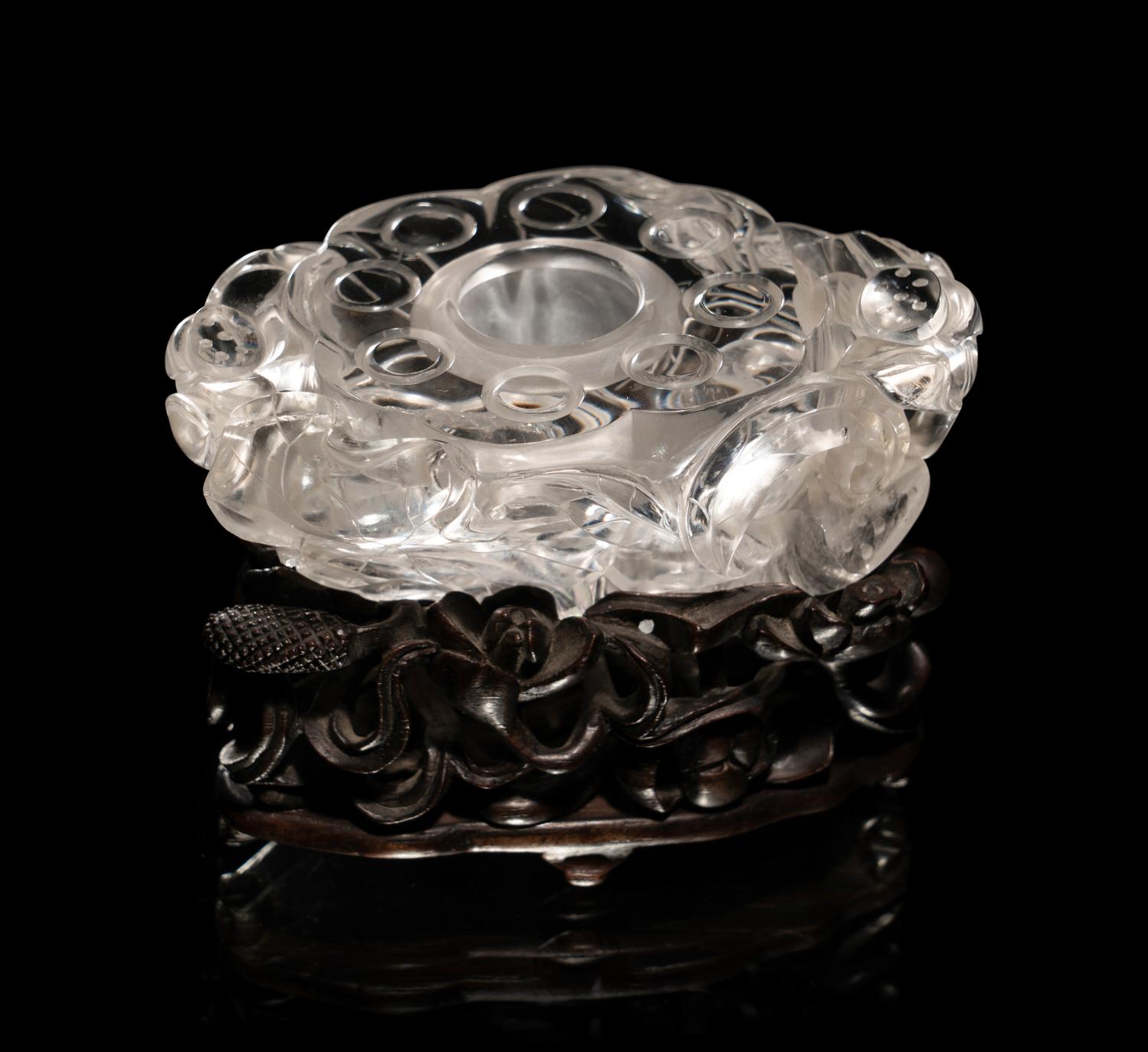 Two Chinese Rock Crystal Carvings and a Spinach Jade Seal