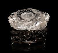 Two Chinese Rock Crystal Carvings and a Spinach Jade Seal