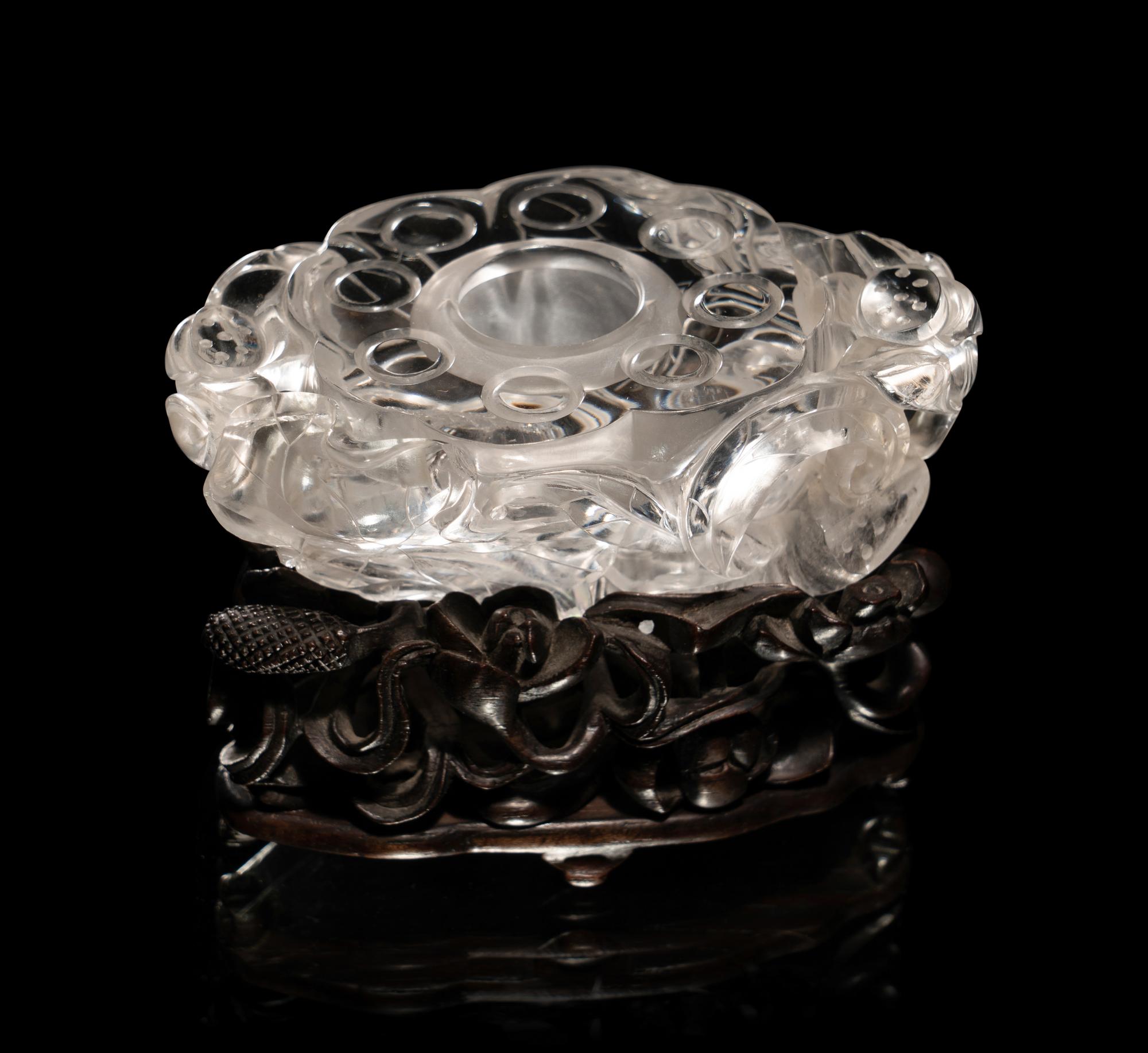 Two Chinese Rock Crystal Carvings and a Spinach Jade Seal