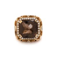 ASPERY & GULDAG, SMOKEY QUARTZ AND DIAMOND RING
