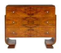 A French Art Deco Burl Walnut Chest of Drawers