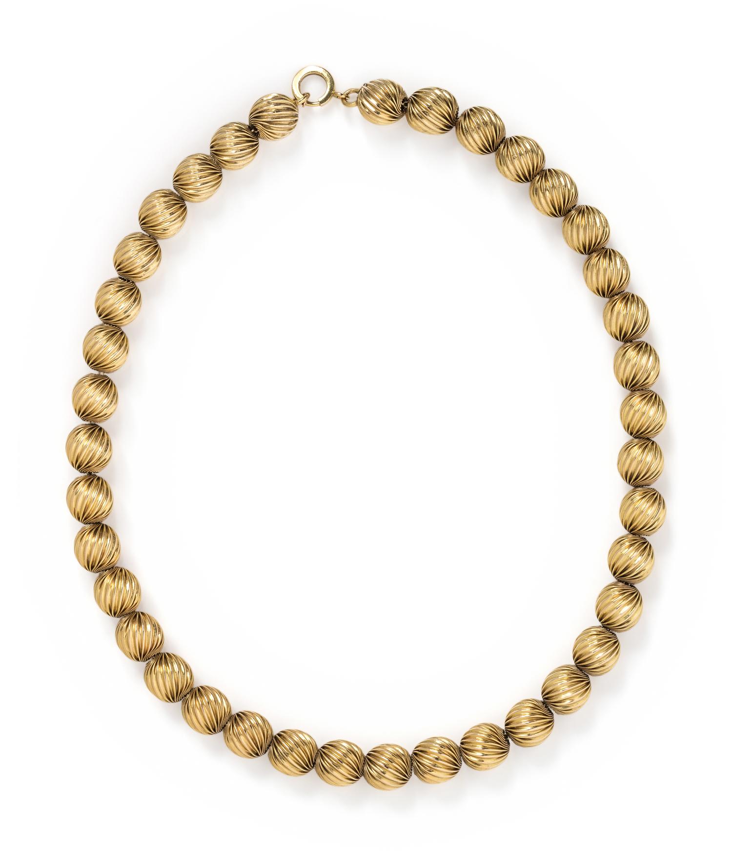 YELLOW GOLD BEAD NECKLACE