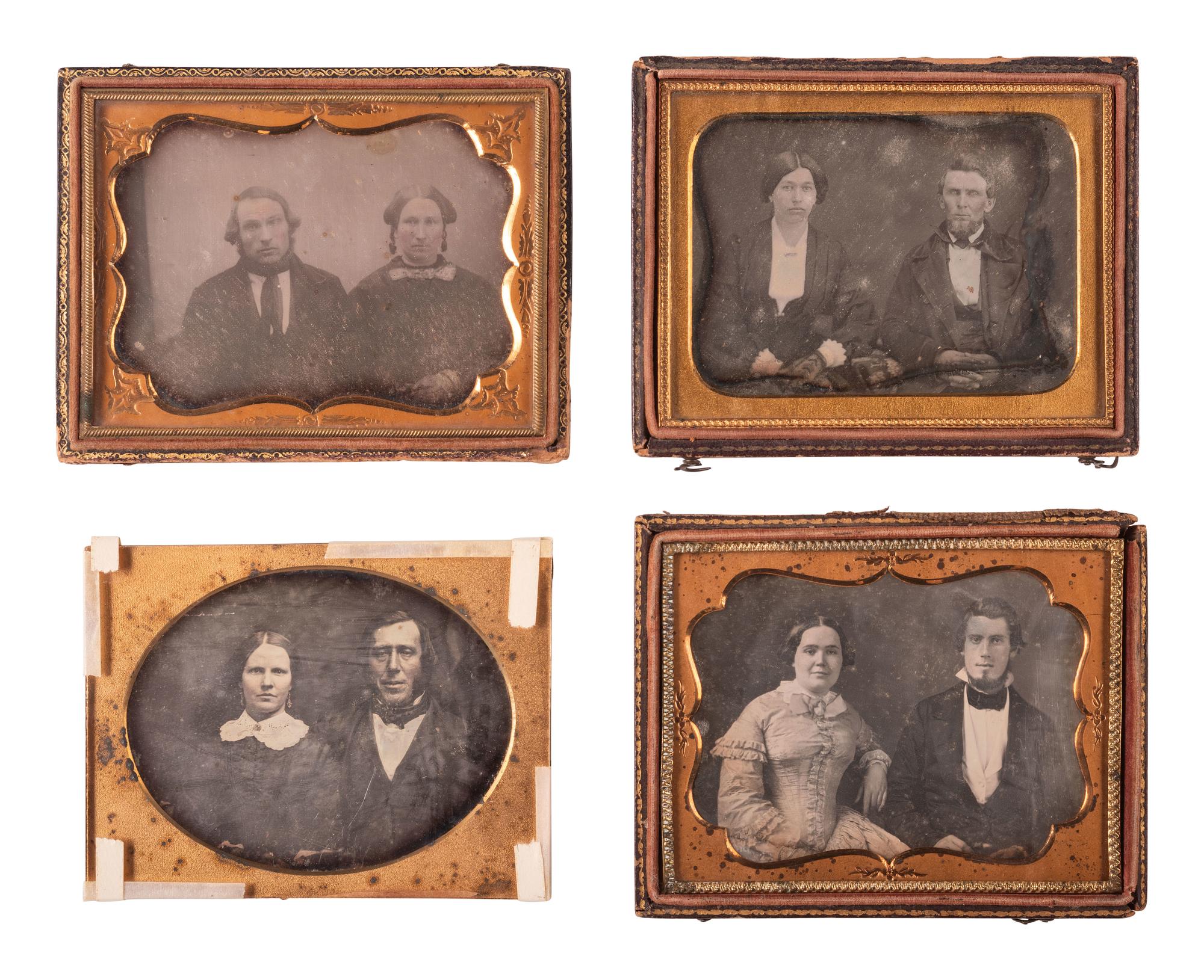 [EARLY PHOTOGRAPHY]. 16 quarter plate land-scape oriented daguerreotype portraits of couples.