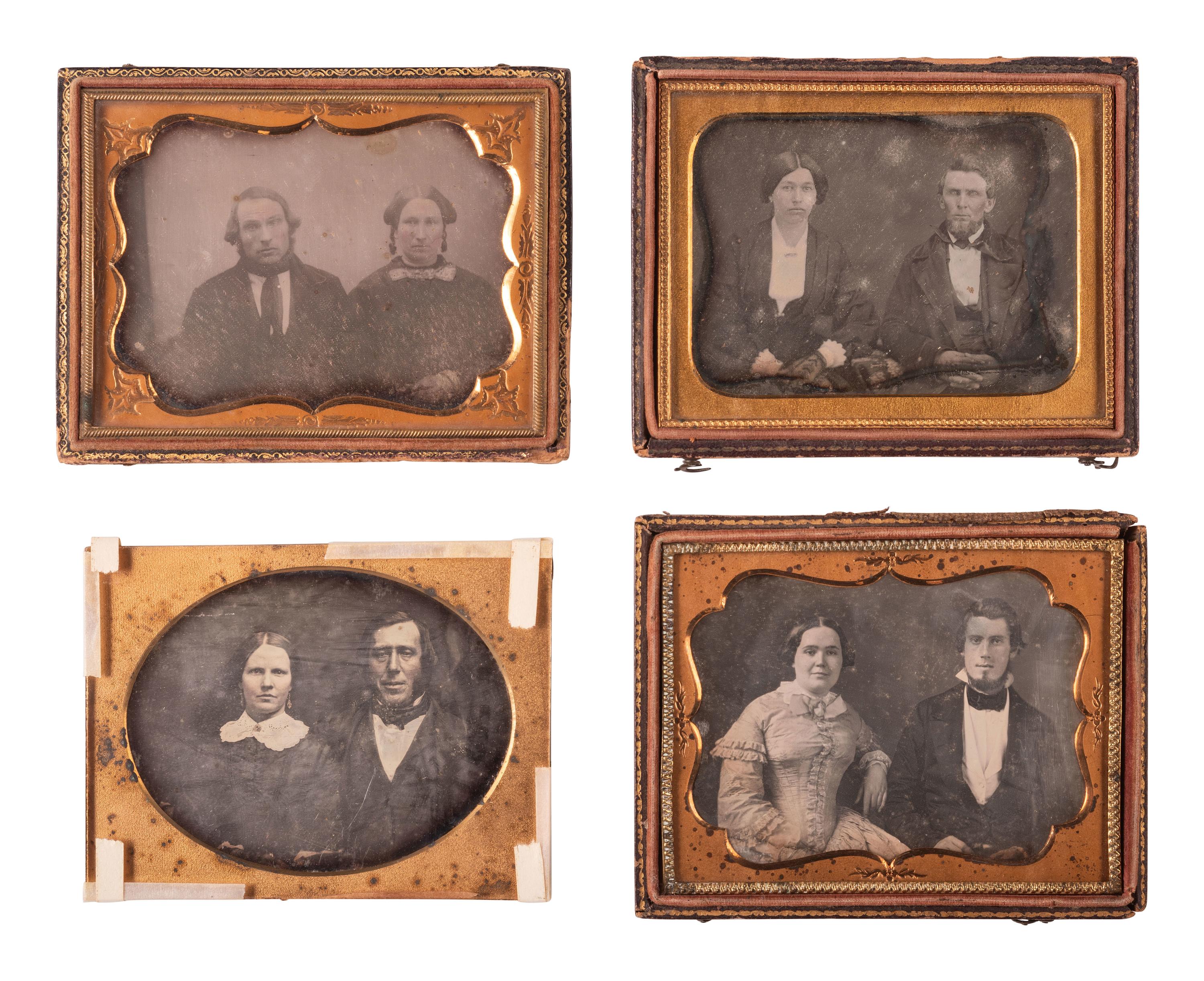 [EARLY PHOTOGRAPHY]. 16 quarter plate land-scape oriented daguerreotype portraits of couples.