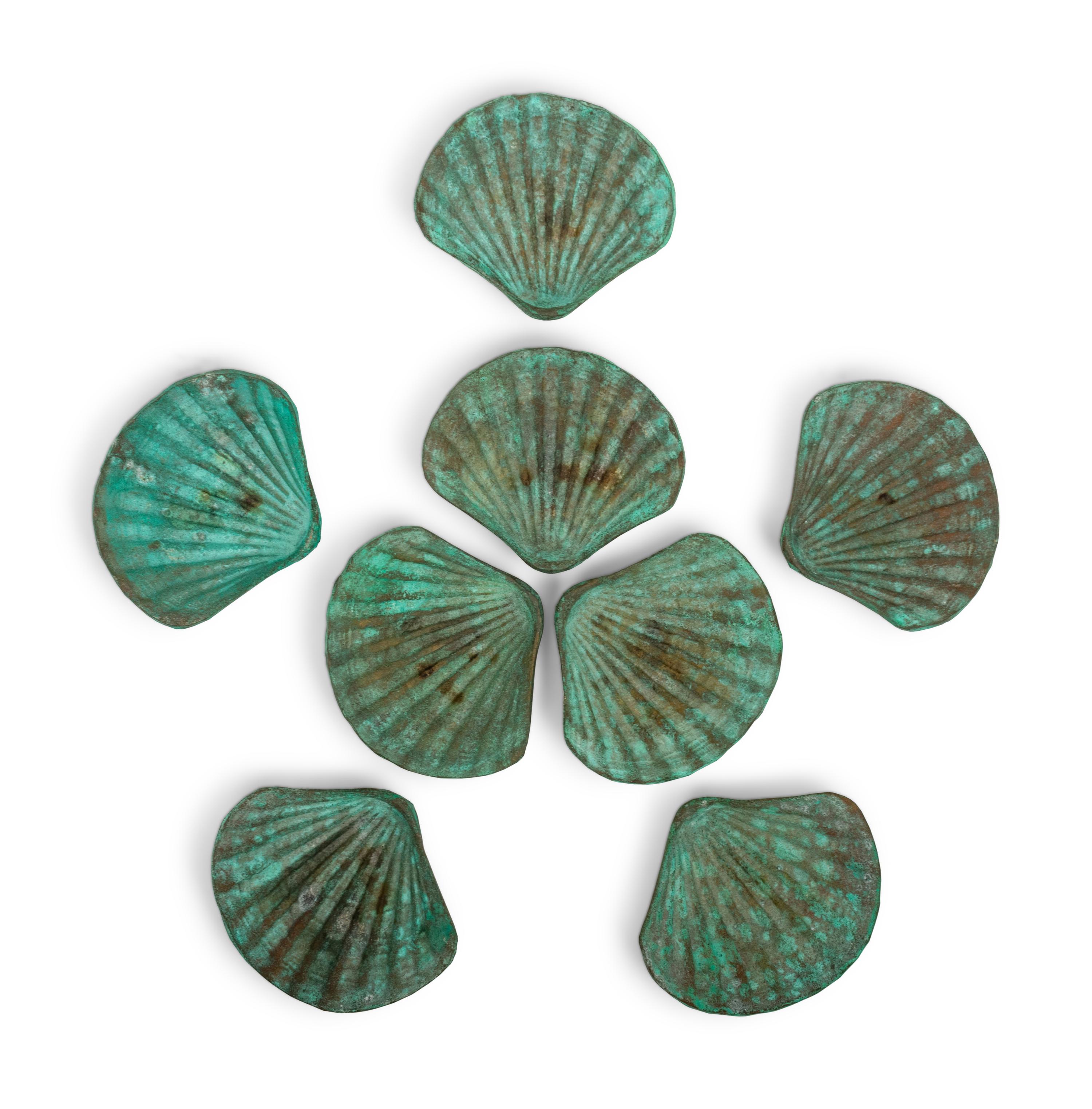 A Set of Eight Bronze Shell-Form Dishes