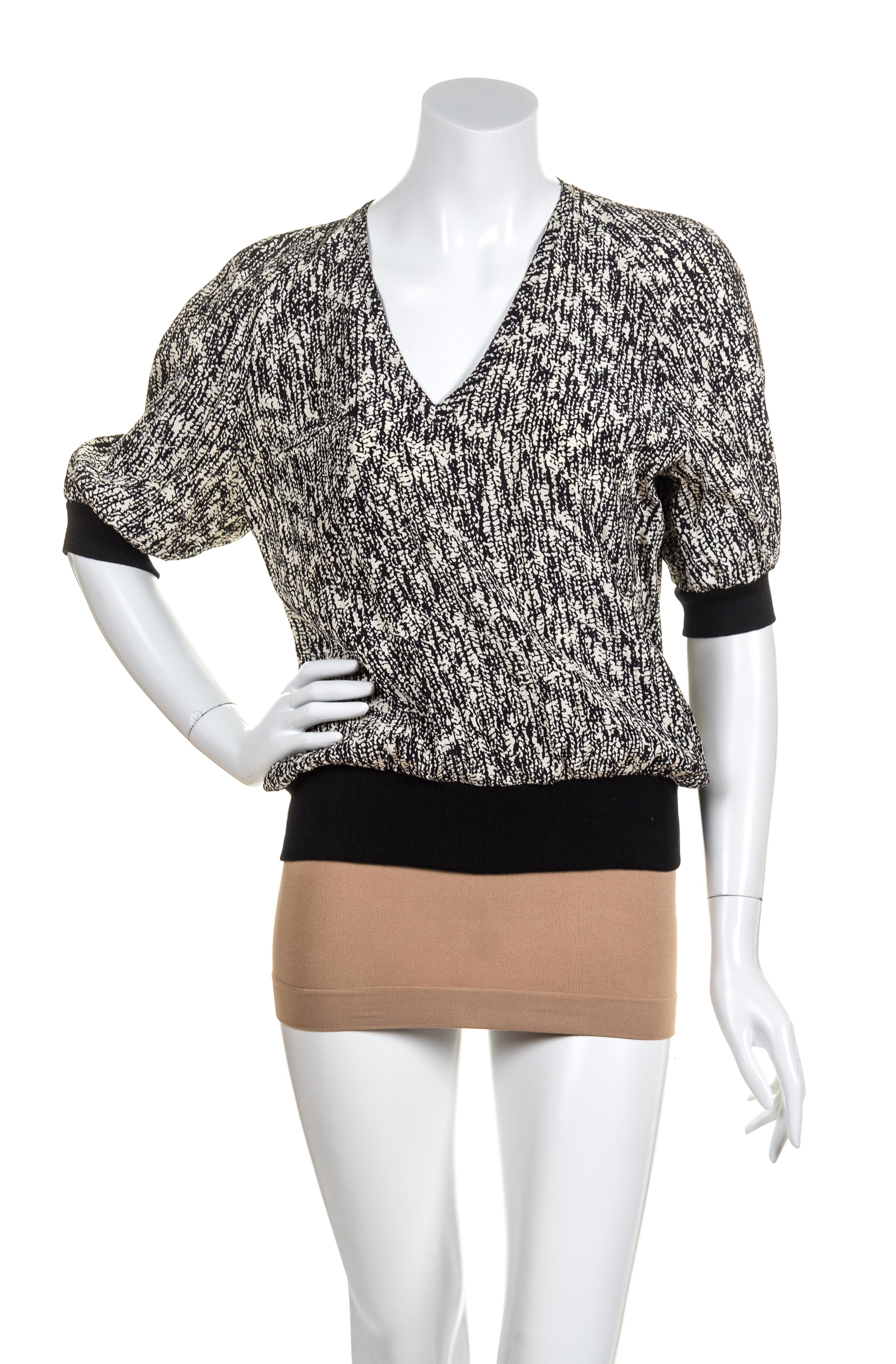 A Valentino Black and Cream Silk Blouse,