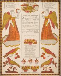 A Pennsylvania German Engraved and Polychrome Decorated Baptism Fraktur