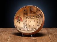 Polychrome Pottery Bowl, with Butterfly