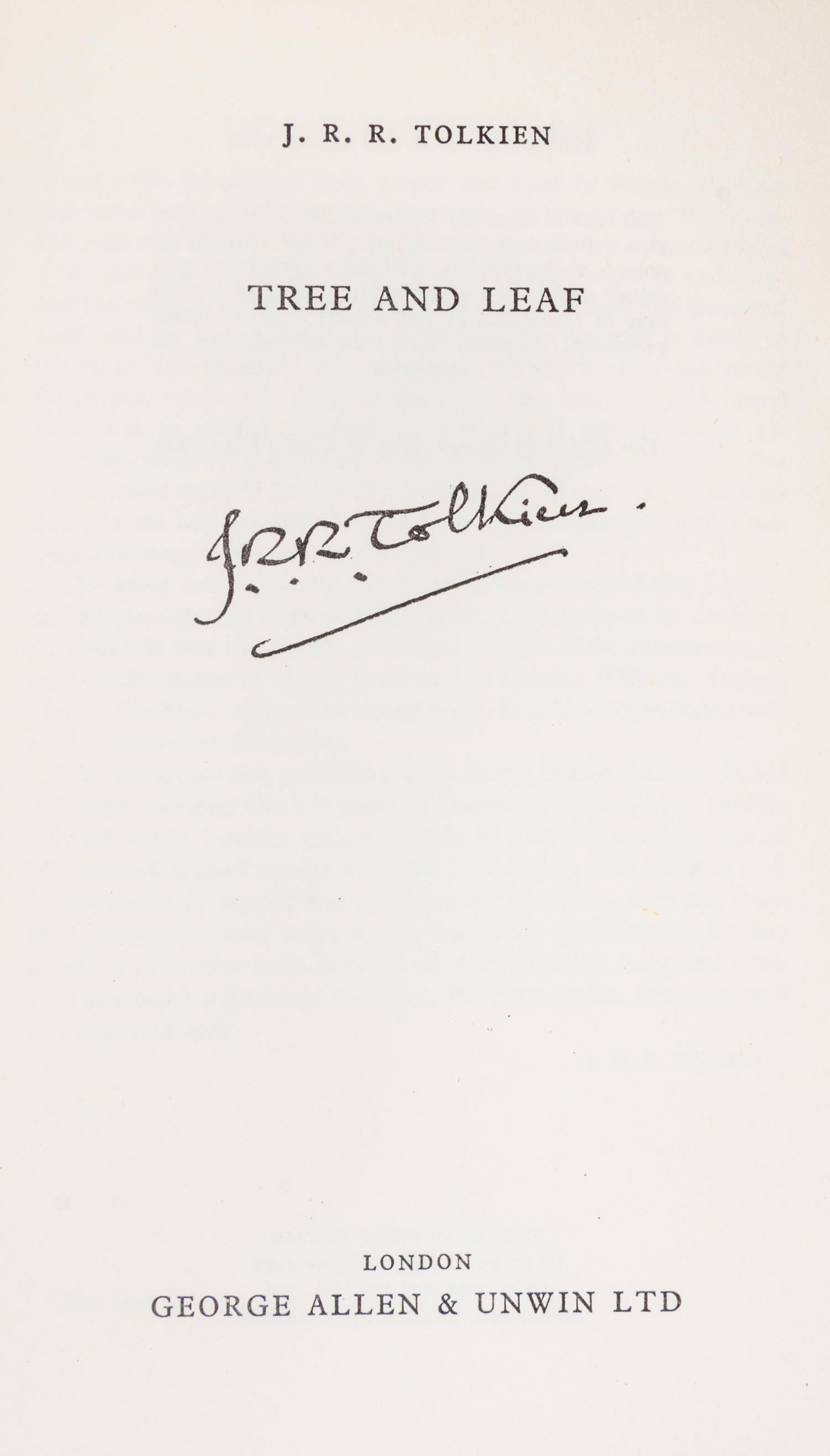 TOLKIEN, John Ronald Reuel (1892-1973). Tree and Leaf . London: George Allen & Unwin, 1964.