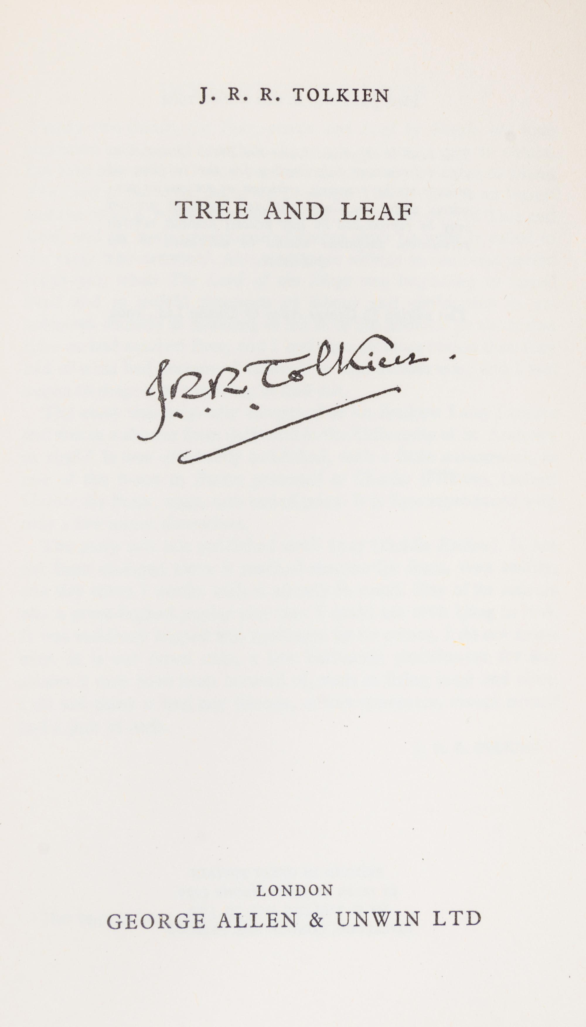 TOLKIEN, John Ronald Reuel (1892-1973). Tree and Leaf . London: George Allen & Unwin, 1964.