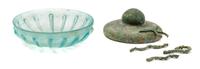 A Ribbed Glass Serving Bowl Diameter of first 6 1/8 inches. — POSSIBLY ROMAN