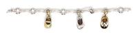 An 18 Karat Gold and Diamond Bracelet with Three Attached Charms, Aaron Basha, 25.40 dwts.
