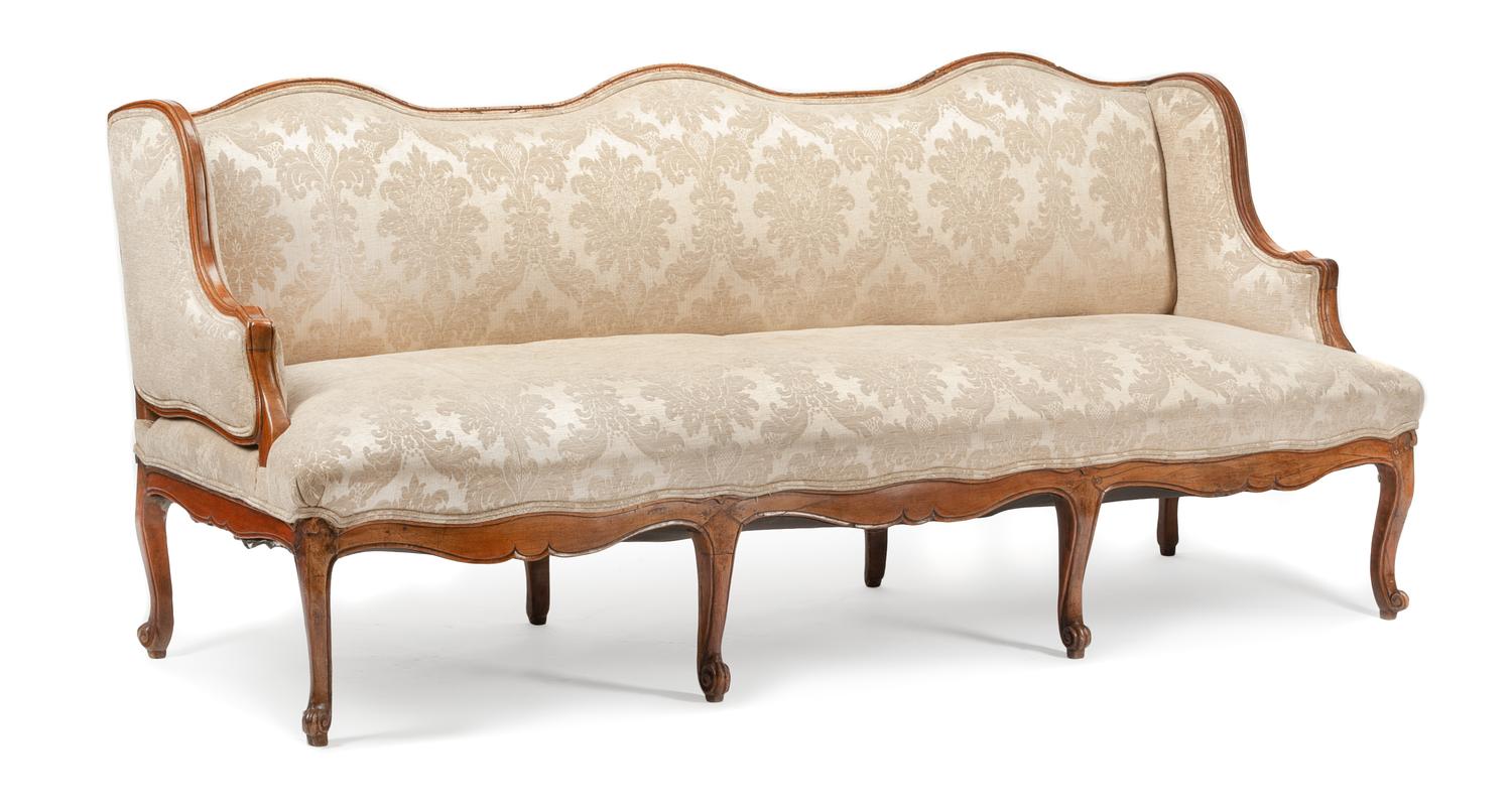 A French Provincial Walnut Sofa Height 37 x width 82 x depth 32 inches. — 18TH CENTURY