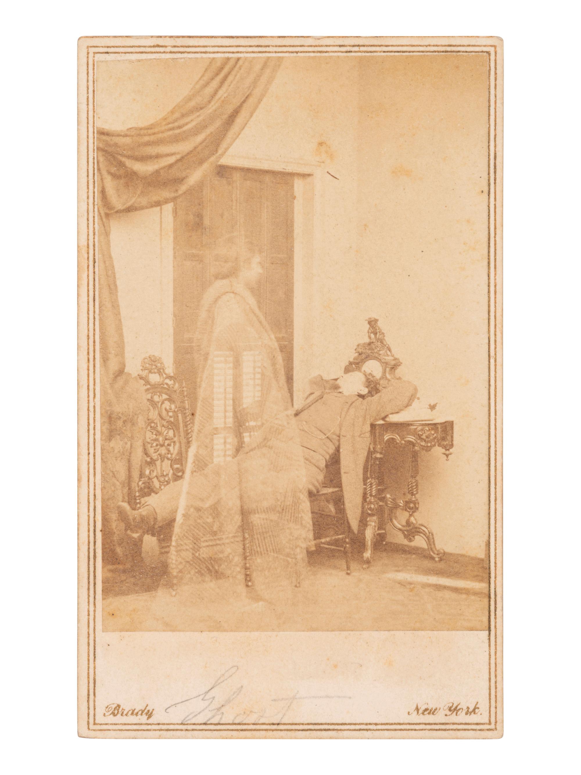 [EARLY PHOTOGRAPHY]. "Spirit" photograph featuring a man and a ghostly woman. New York: Brady, n.d.