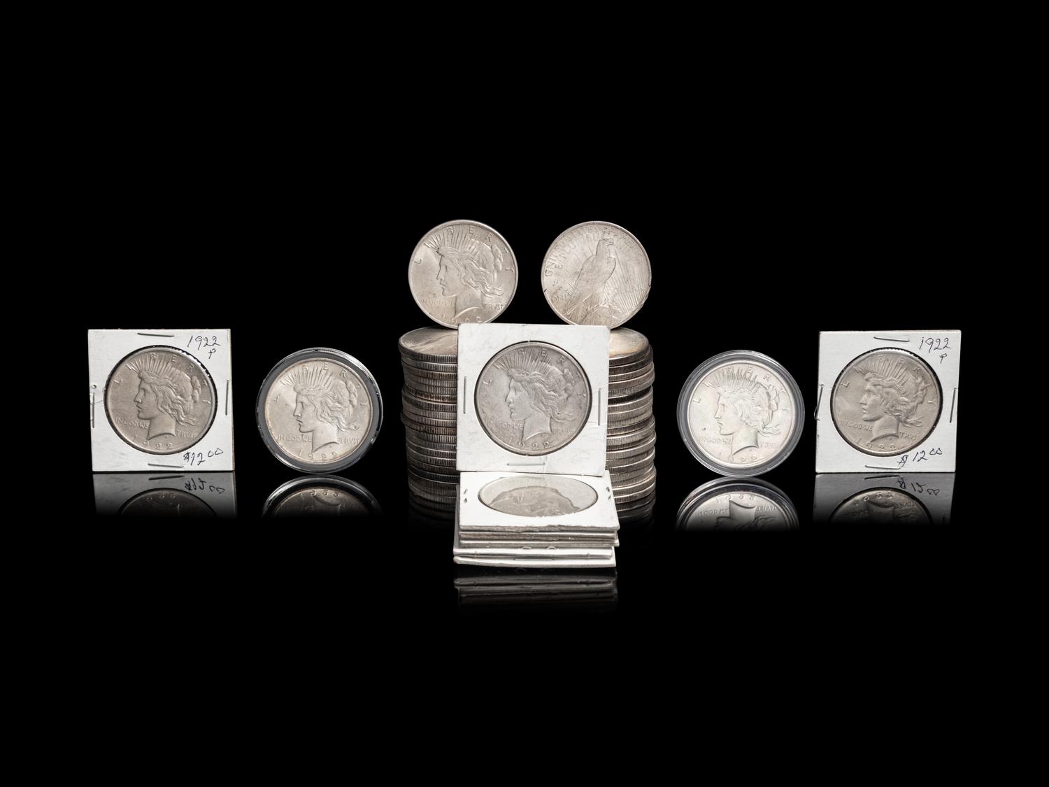 Fifty 1922 Peace $1 Coins