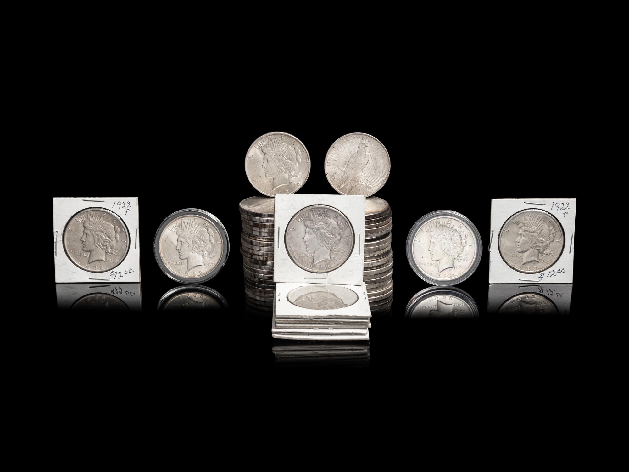 Fifty 1922 Peace $1 Coins
