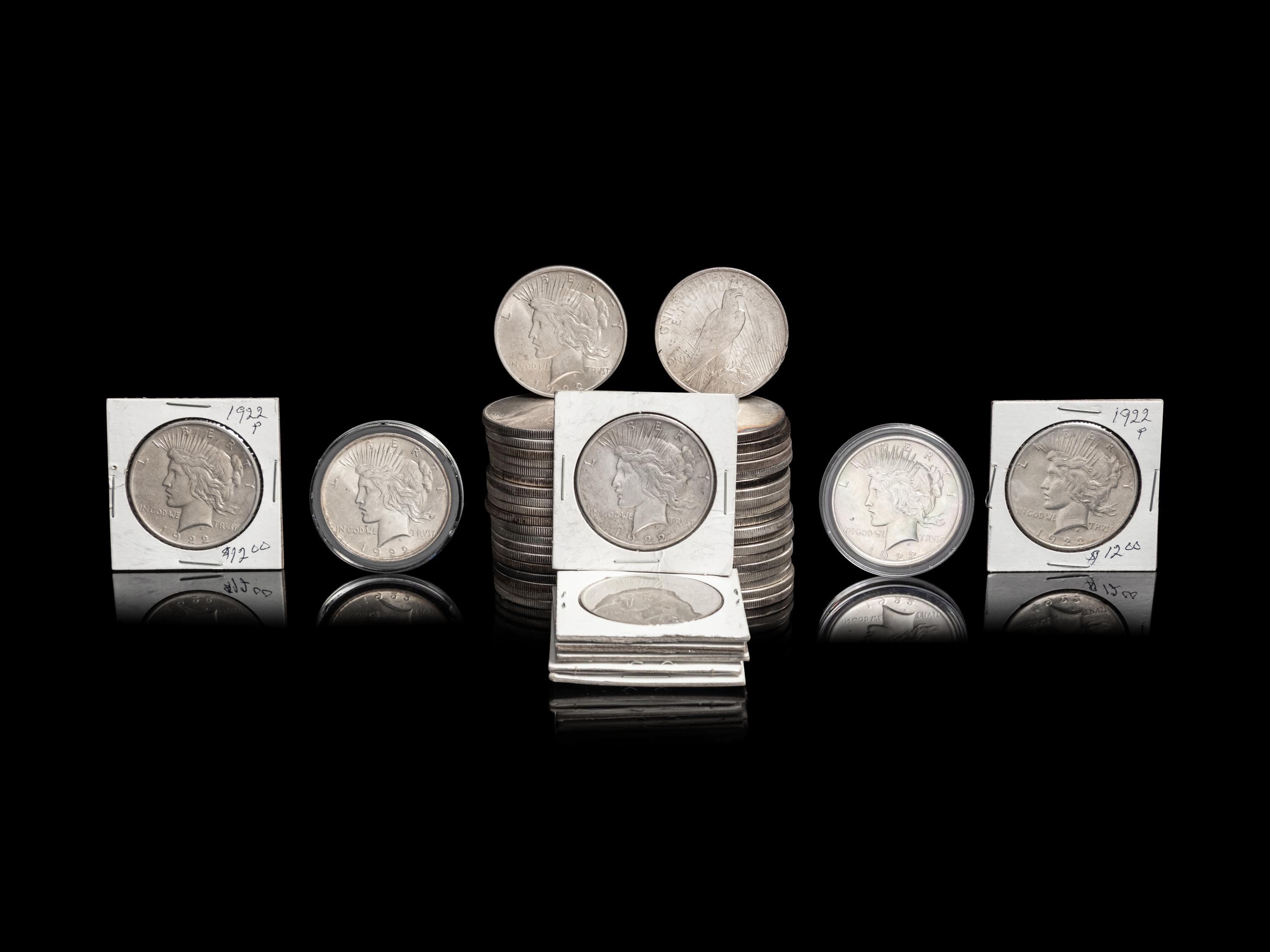 Fifty 1922 Peace $1 Coins
