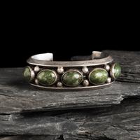 Navajo Silver and Jade Cuff Bracelet