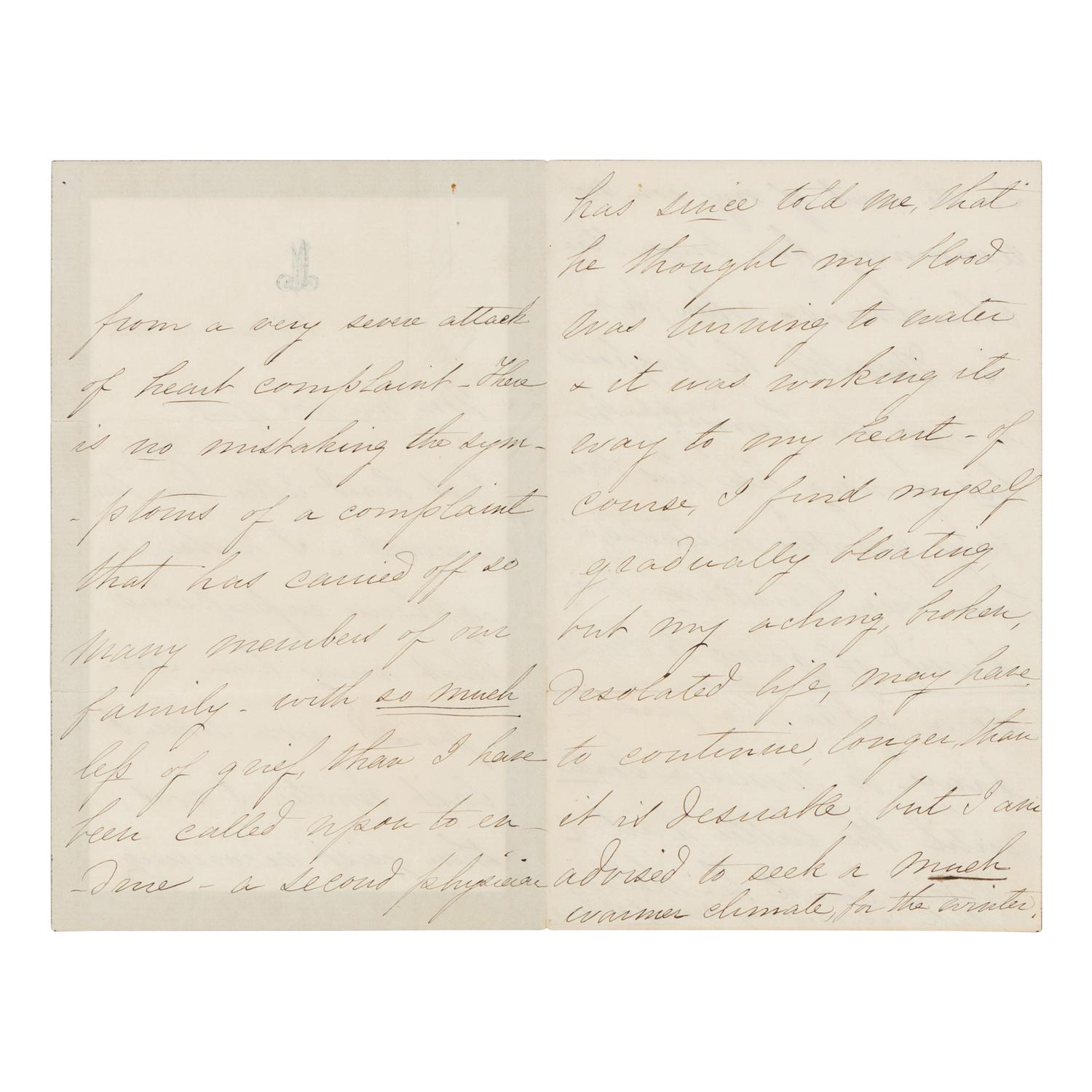 LINCOLN, Mary Todd (1818-1882). Autograph letter signed ("M.L.") to Rhoda White, Chicago, 8 December 1871.