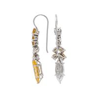 FANCY INTENSE YELLOW-ORANGE DIAMOND AND DIAMOND EARRINGS