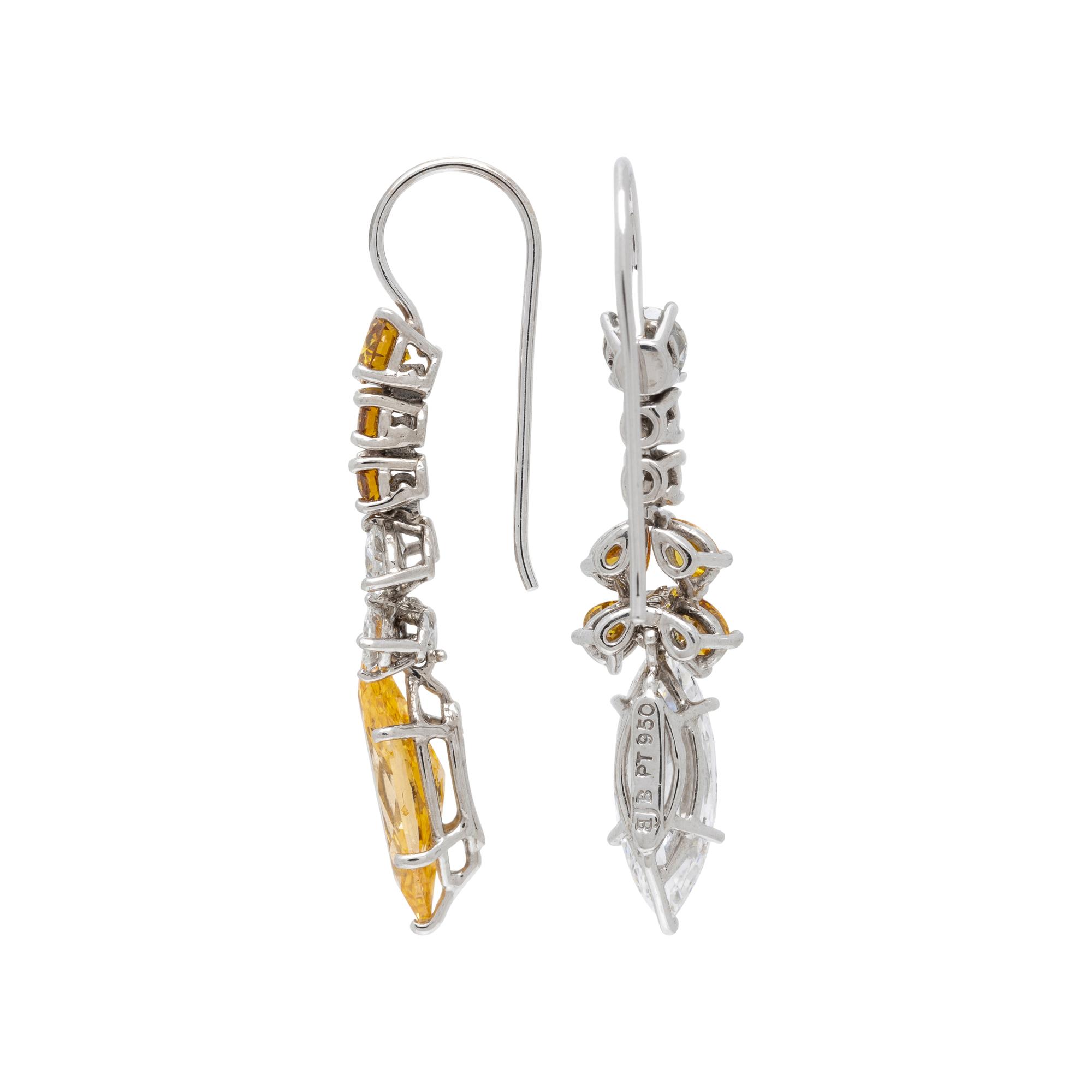 FANCY INTENSE YELLOW-ORANGE DIAMOND AND DIAMOND EARRINGS