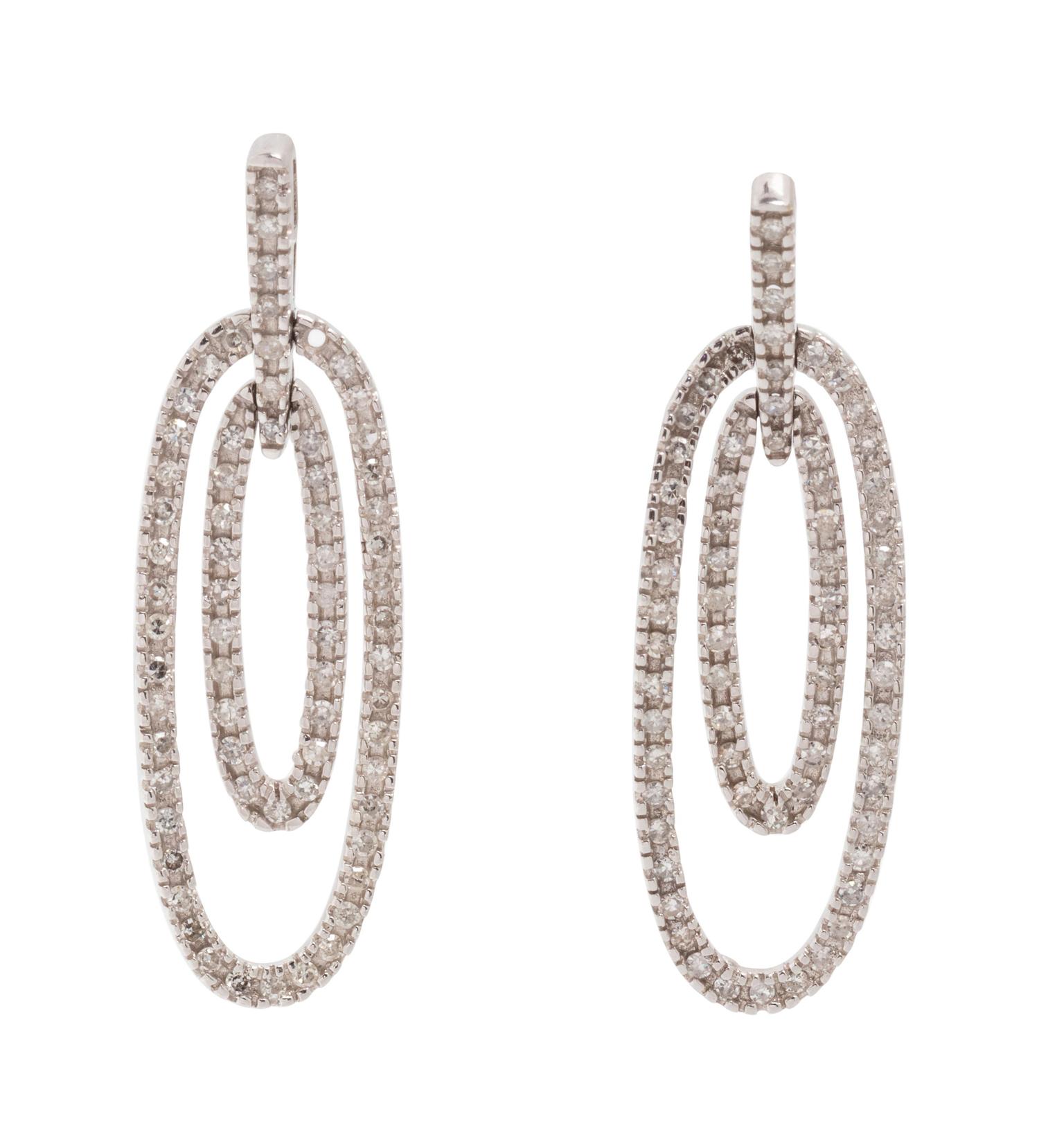 A Pair of 10 Karat White Gold and Diamond Earrings,