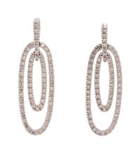 A Pair of 10 Karat White Gold and Diamond Earrings,