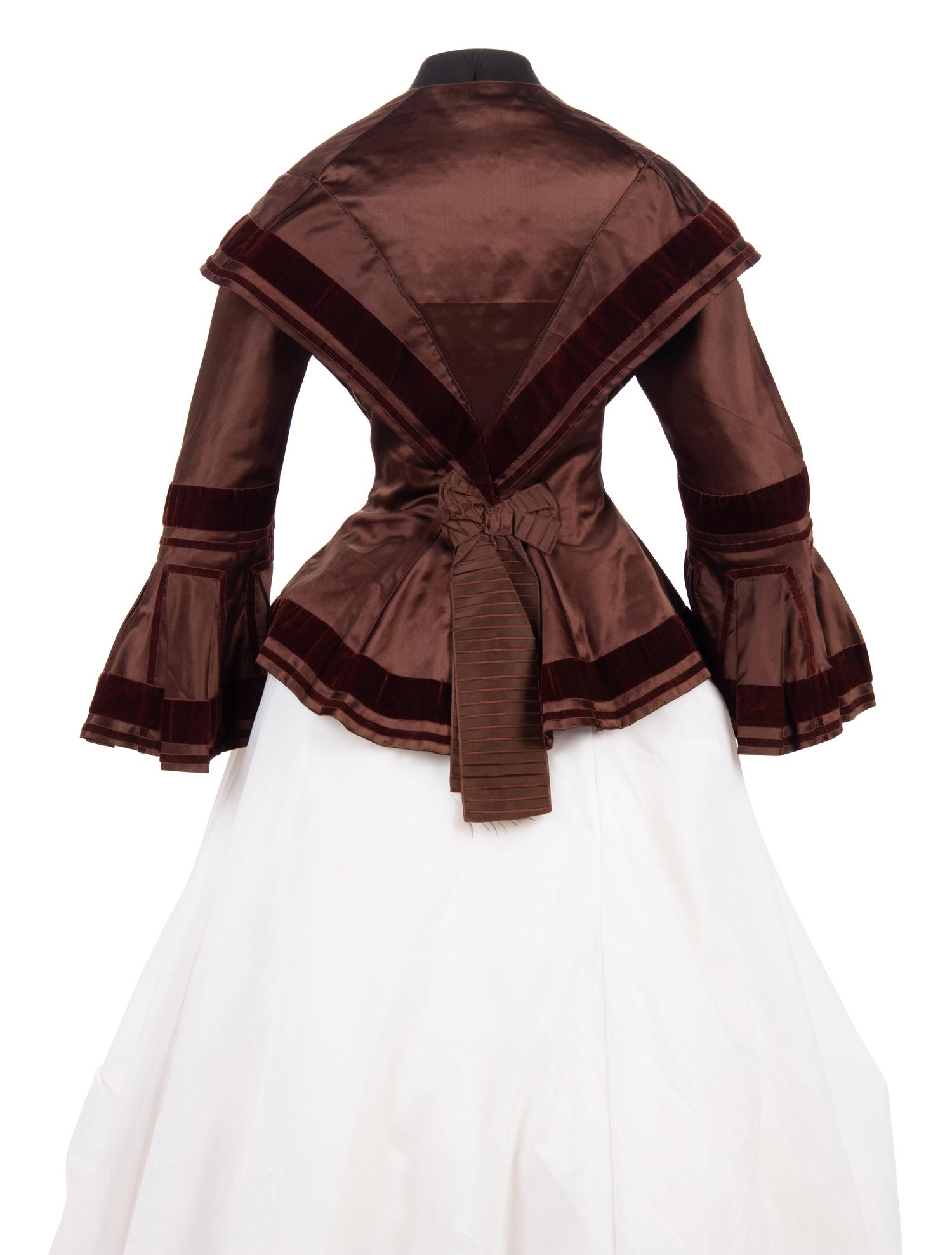 Two Silk Bodices Trimmed with Velvet, 1850s