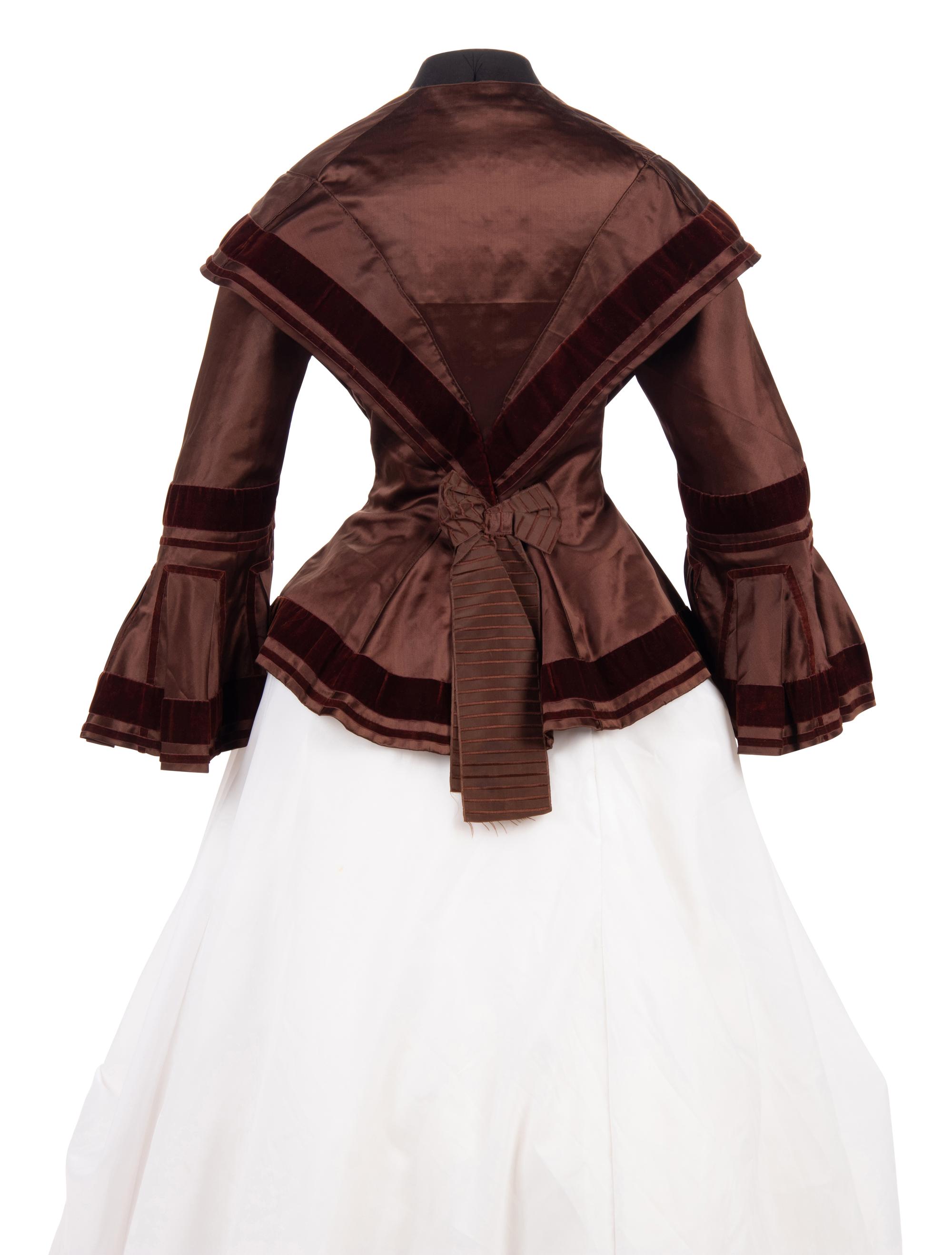 Two Silk Bodices Trimmed with Velvet, 1850s