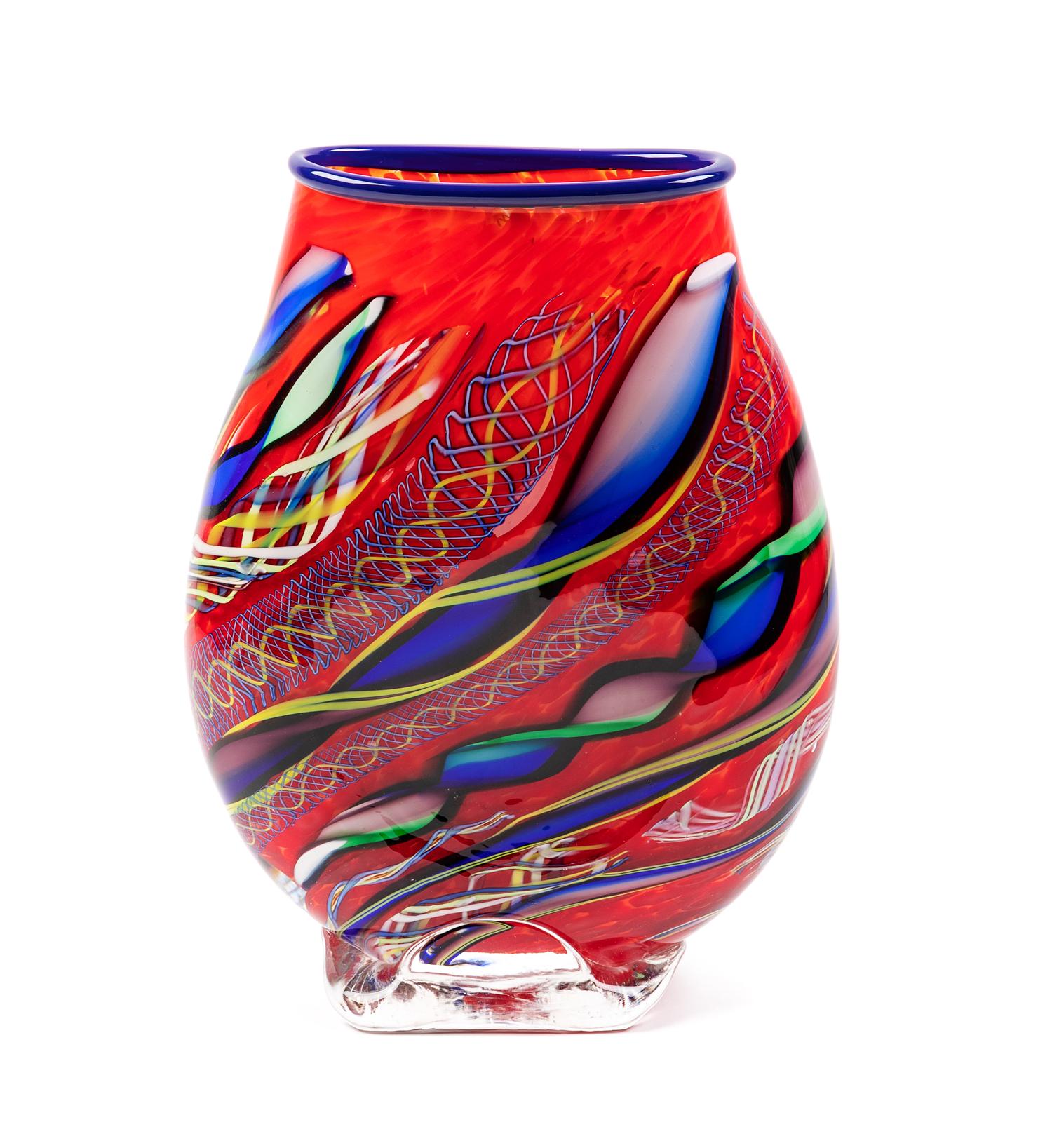 A Glass Vase, Mark Sigafoos Height 13 1/2 inches.