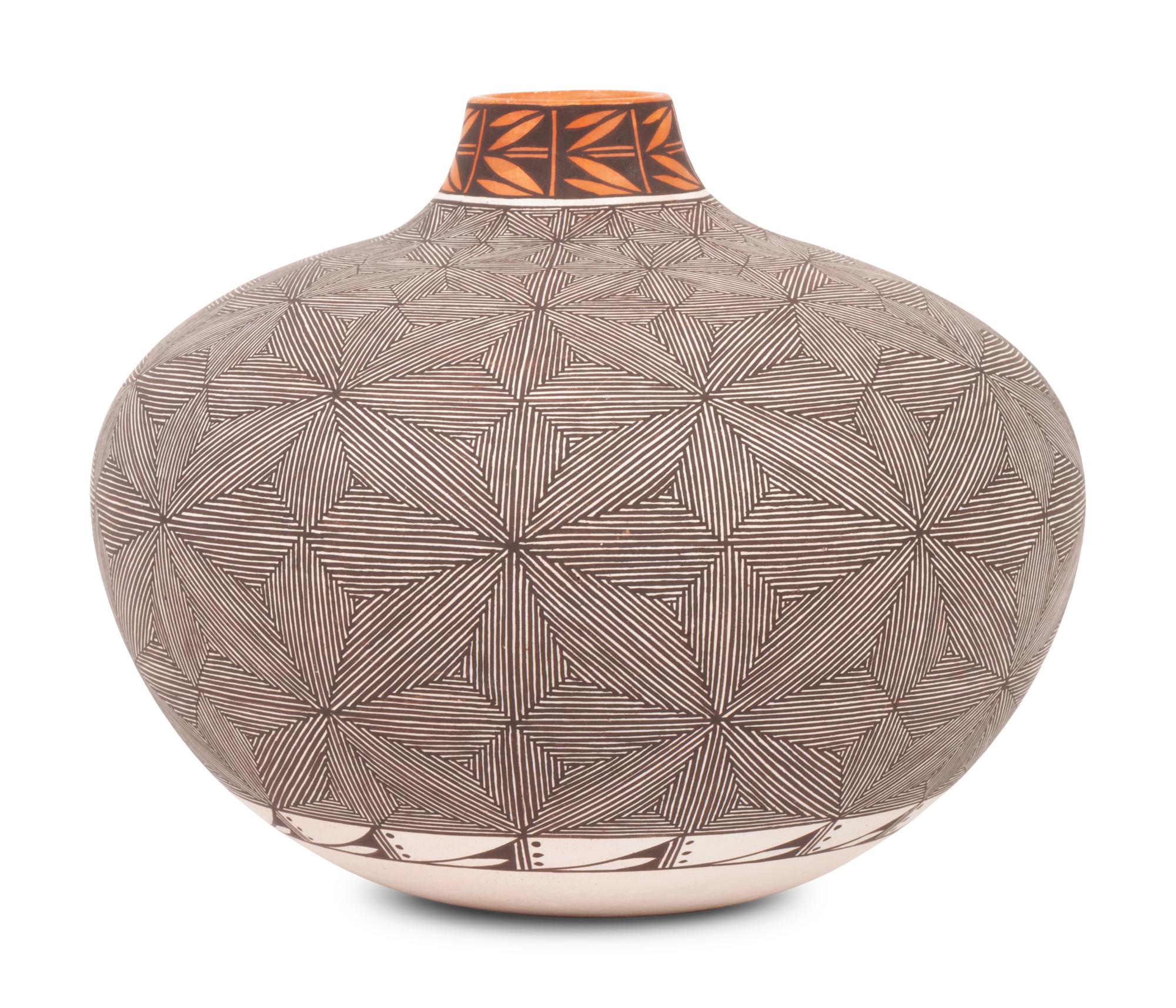 Fine Line Pottery Jar