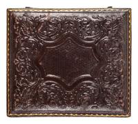 [EARLY PHOTOGRAPHY] -- [OCCUPATIONAL]. Sixth plate daguerreotype of a worker wearing a bib-front shirt.