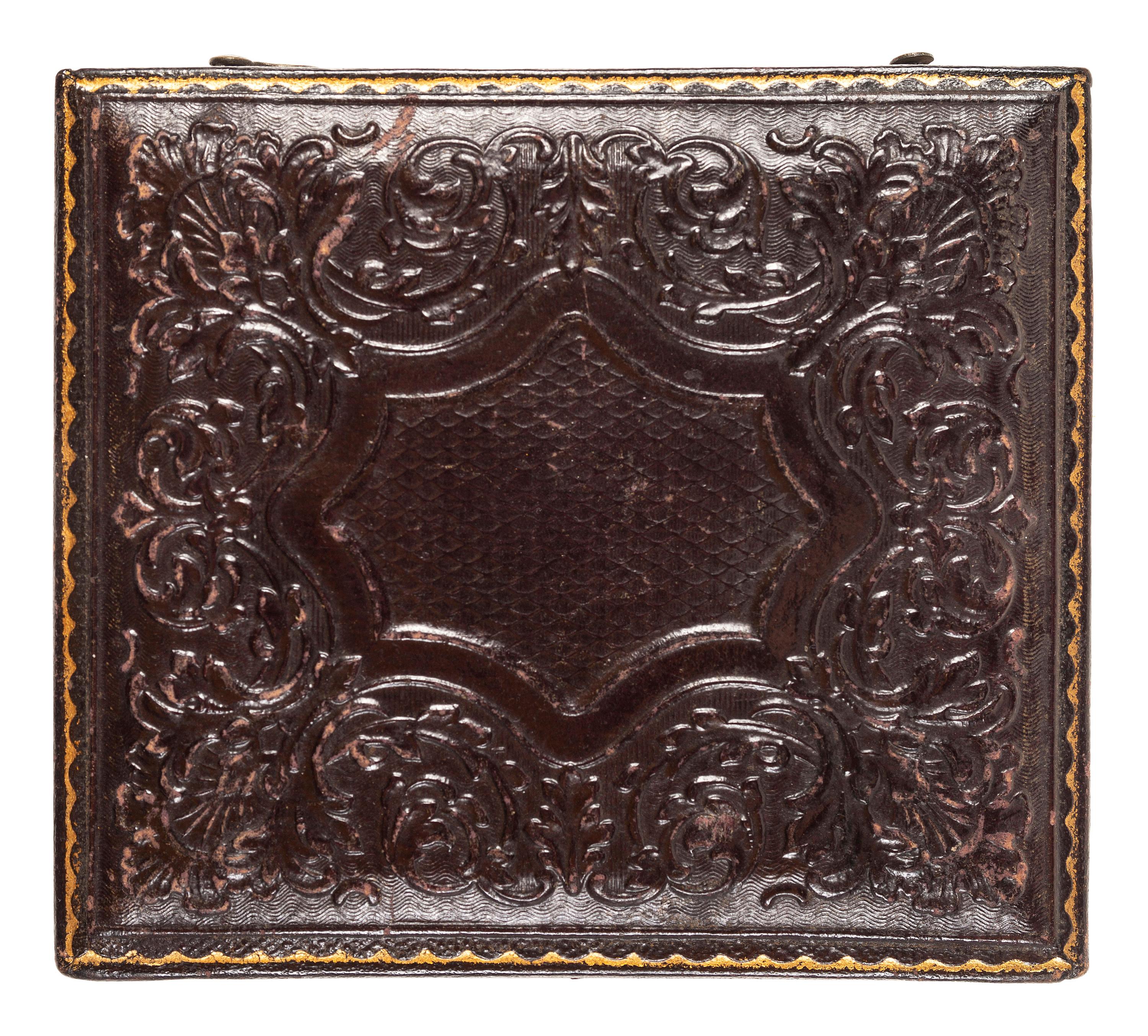 [EARLY PHOTOGRAPHY] -- [OCCUPATIONAL]. Sixth plate daguerreotype of a worker wearing a bib-front shirt.