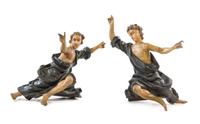 A Pair of Continental Carved and Polychrome Painted Ecclesiastical Figures Height 49 x width of wider 34 1/2 inches. — LATE 19TH CENTURY