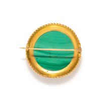 VICTORIAN, MICROMOSAIC AND MALACHITE BROOCH PENDANT
