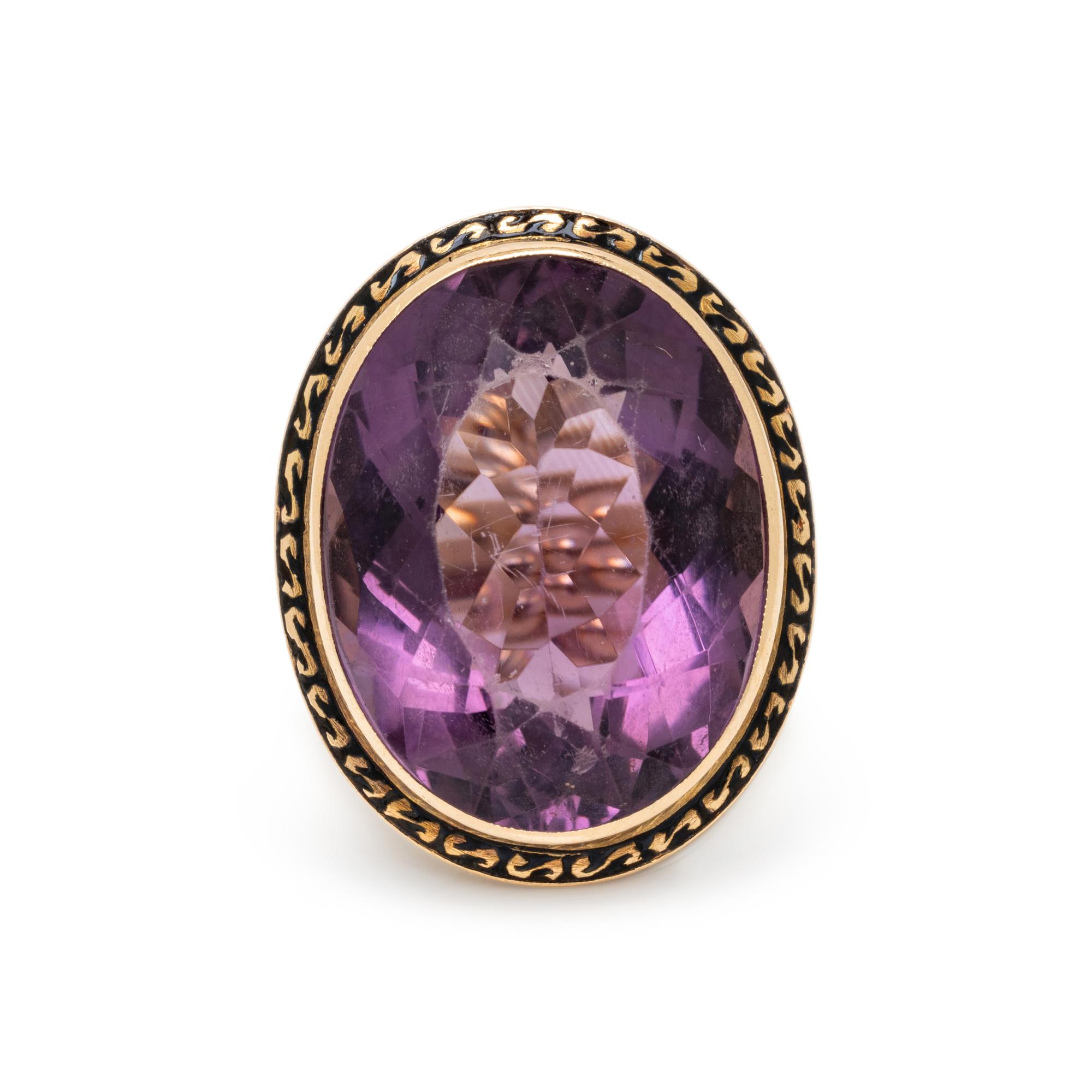 AMETHYST AND ENAMEL RING
