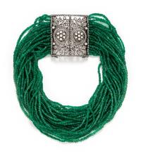 HOUSE OF TAYLOR, EMERALD, DIAMOND AND CULTURED PEARL MULTISTRAND CHOKER NECKLACE