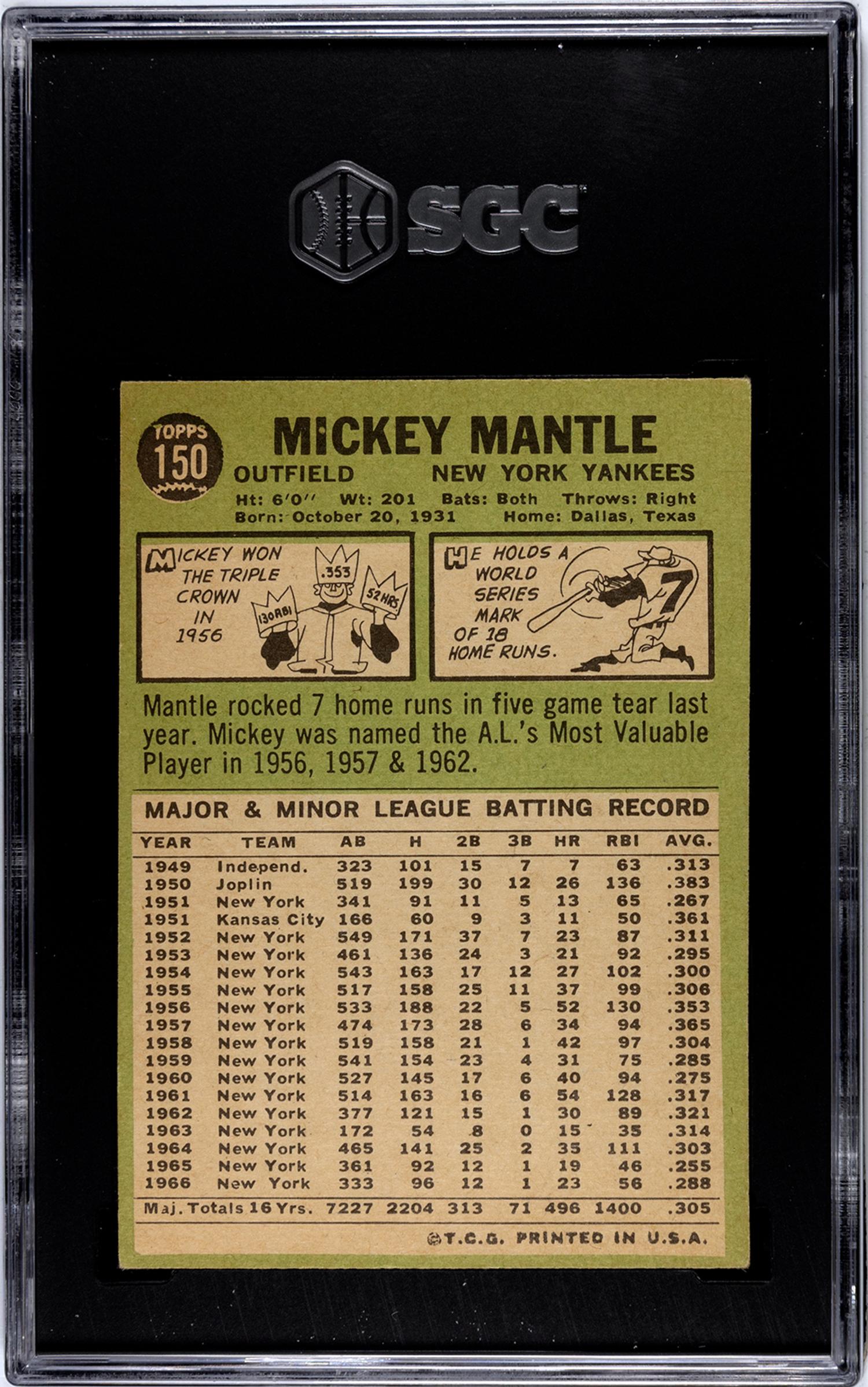 A Complete Set of 1967 Topps Baseball Cards Including SGC Graded Key Cards (609/609),