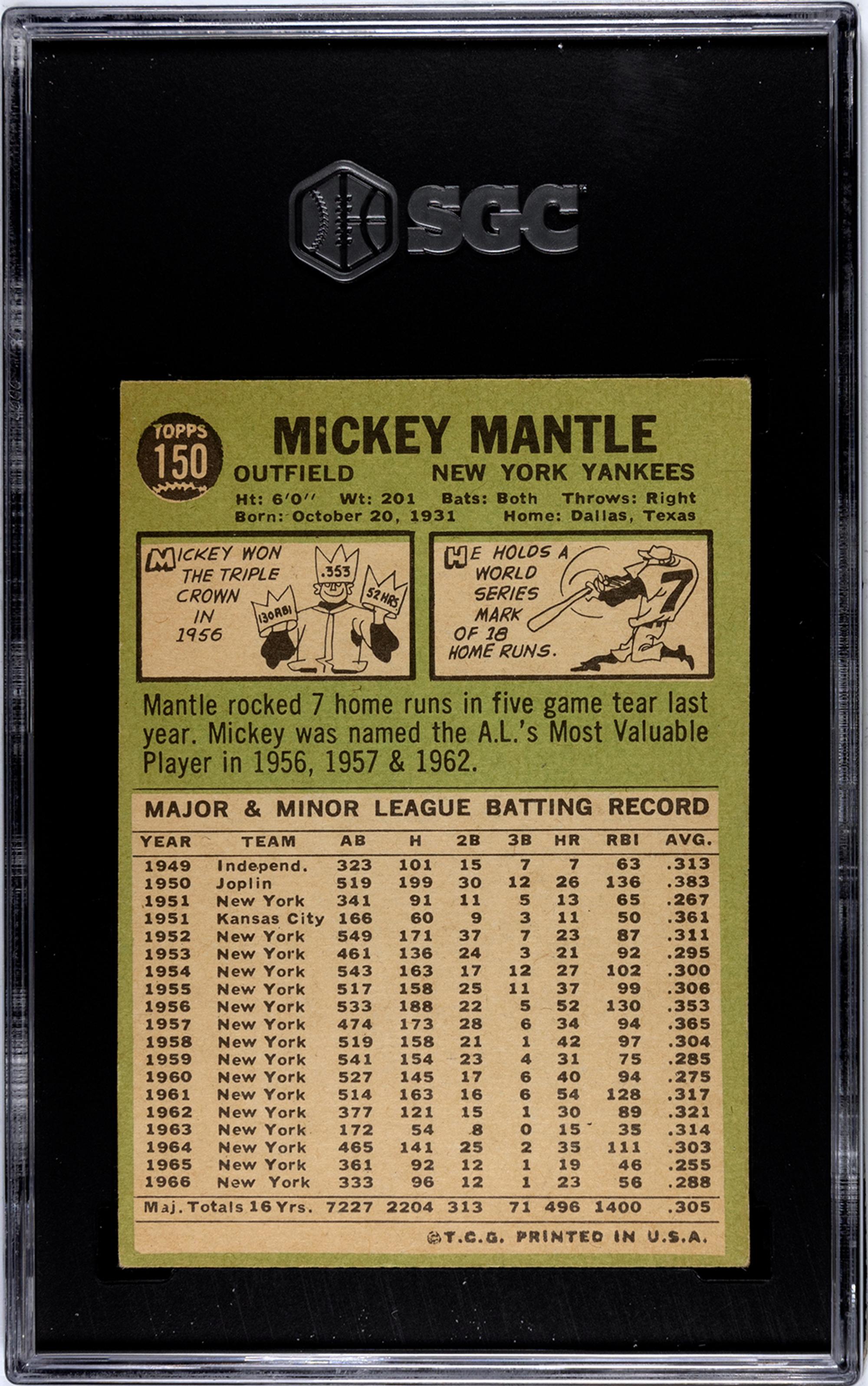 A Complete Set of 1967 Topps Baseball Cards Including SGC Graded Key Cards (609/609),