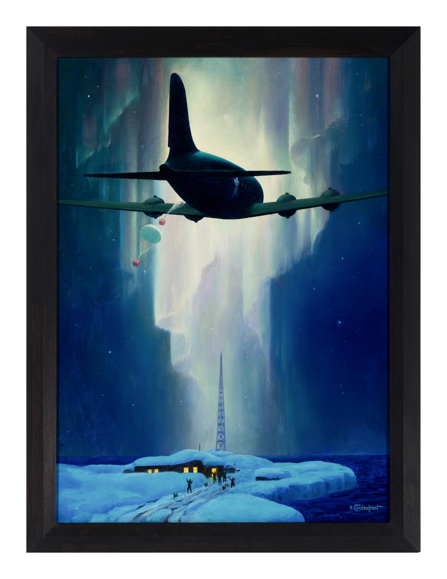 LEYDENFROST, Alexander (1888-1961). Skymaster's Christmas Mission: The C-54 Plays Santa Claus. c. 1943.