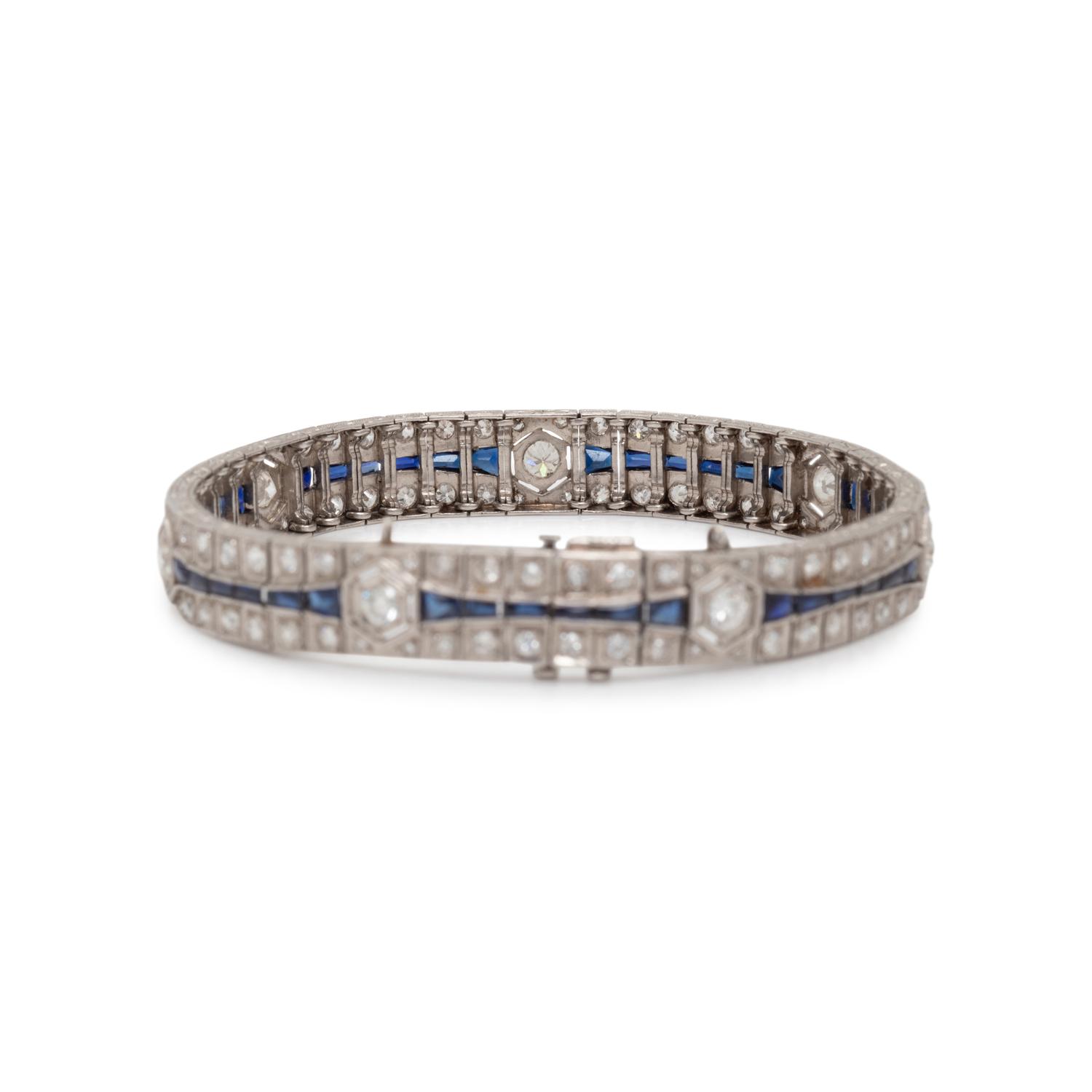 ART DECO, DIAMOND AND SYNTHETIC SAPPHIRE BRACELET
