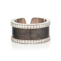 CARTIER, WHITE GOLD AND ENAMEL 'DOUBLE C' RING