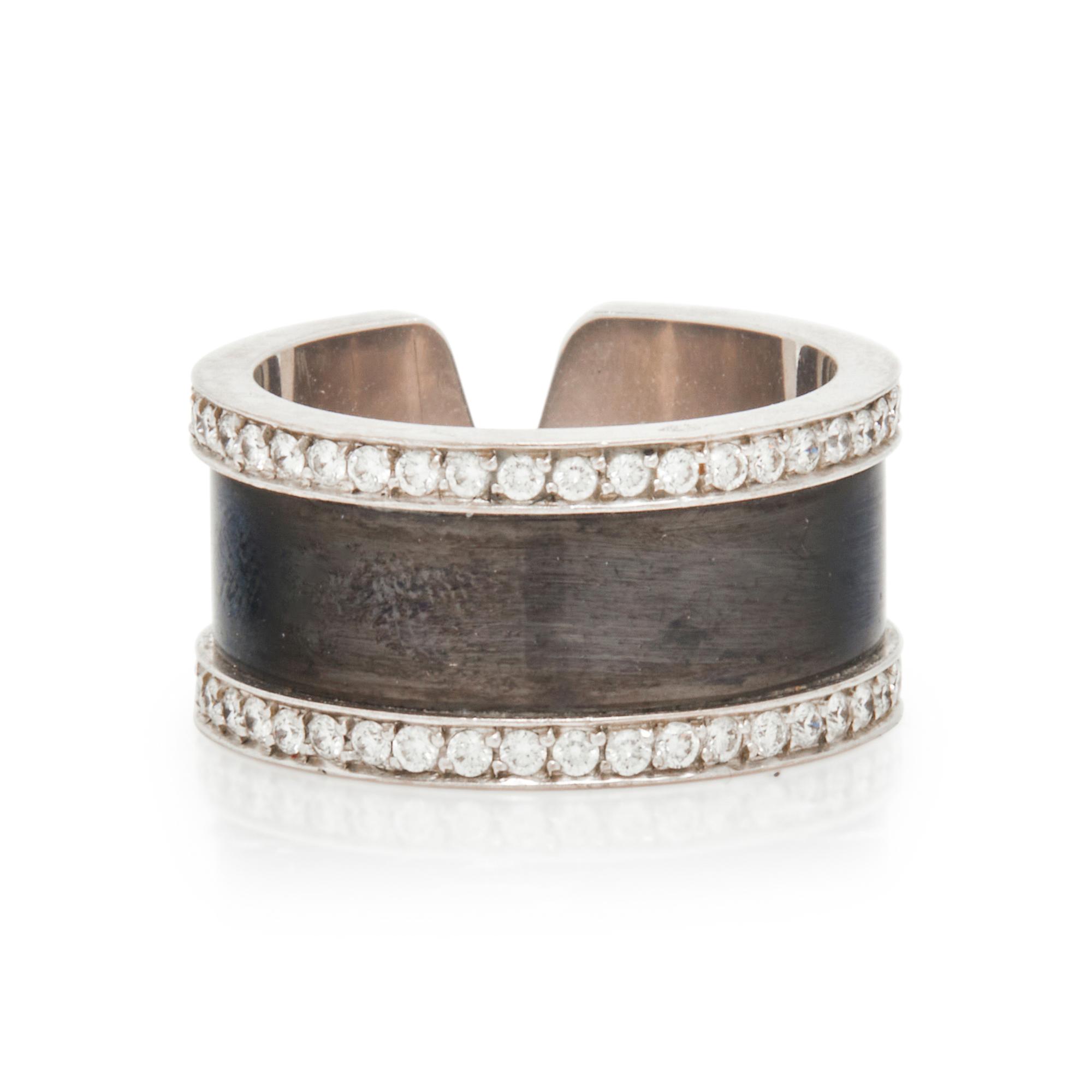 CARTIER, WHITE GOLD AND ENAMEL 'DOUBLE C' RING