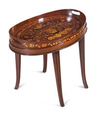 A Dutch Marquetry Tray on a Later Stand