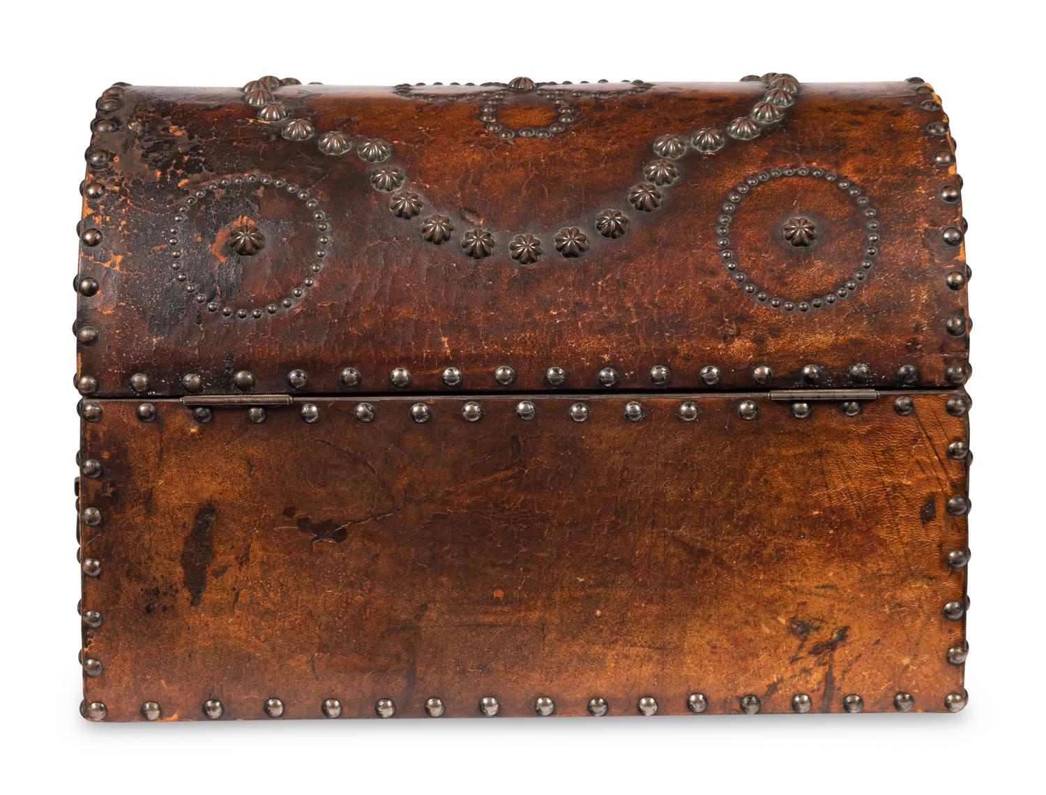 A Leather-Clad and Nailhead-Decorated Box